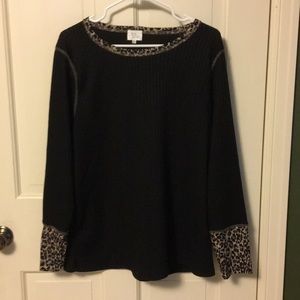 NWOT XL black rib knit long sleeve shirt